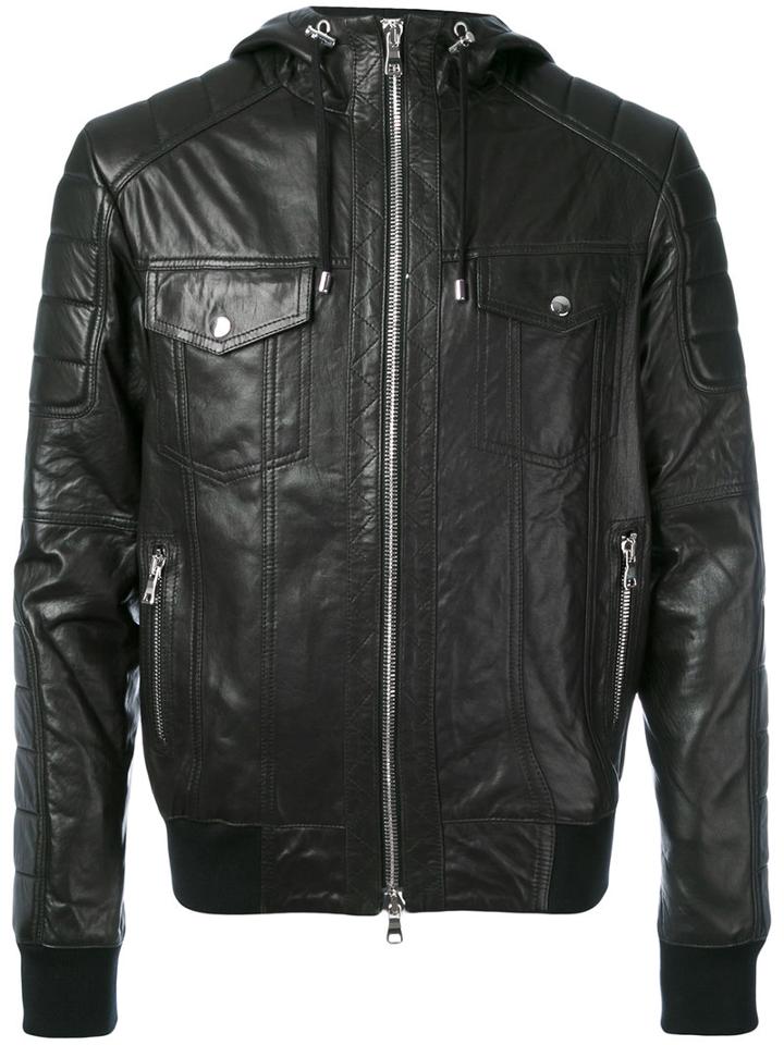 Balmain - Hooded Jacket - Men - Cotton/lamb Skin - 50, Black, Cotton/lamb Skin