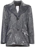 Ashish Striped Sequin Embellished Blazer - Black