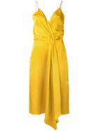 Victoria Beckham Draped Wrap Dress, Women's, Size: 10, Yellow/orange, Silk/viscose