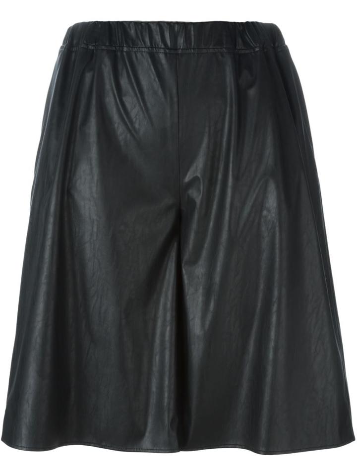 Mm6 Maison Margiela Wide Leg Knee Shorts, Women's, Size: 42, Black, Polyester/polyurethane/viscose