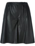 Mm6 Maison Margiela Wide Leg Knee Shorts, Women's, Size: 42, Black, Polyester/polyurethane/viscose