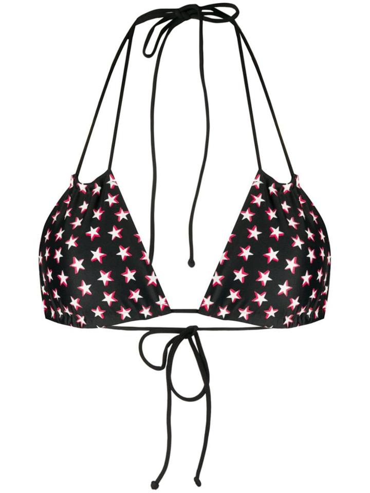 Saint Laurent Star Print Bikini Top - Black