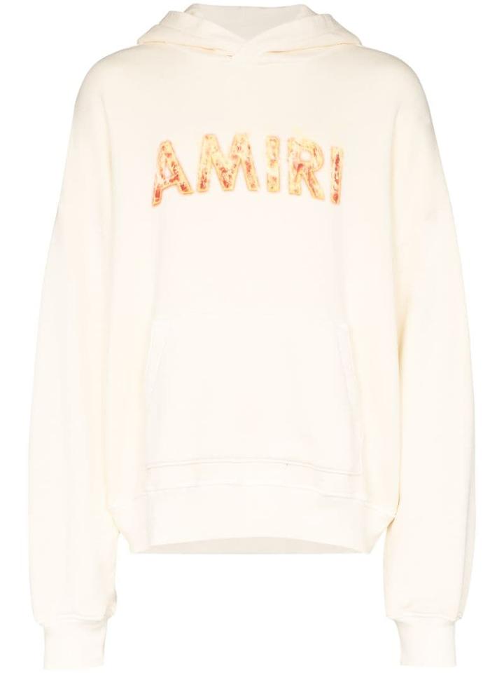 Amiri Flame Logo Print Hoodie - Neutrals