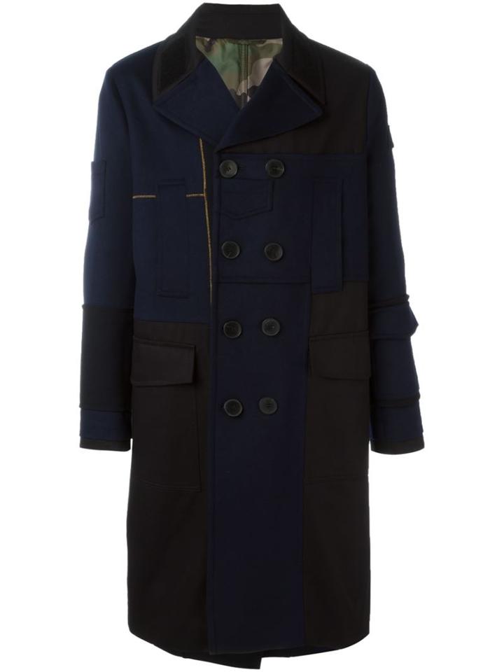 Valentino Double Breasted Coat, Men's, Size: 50, Blue, Cotton/polyester/lyocell/metallic Fibre