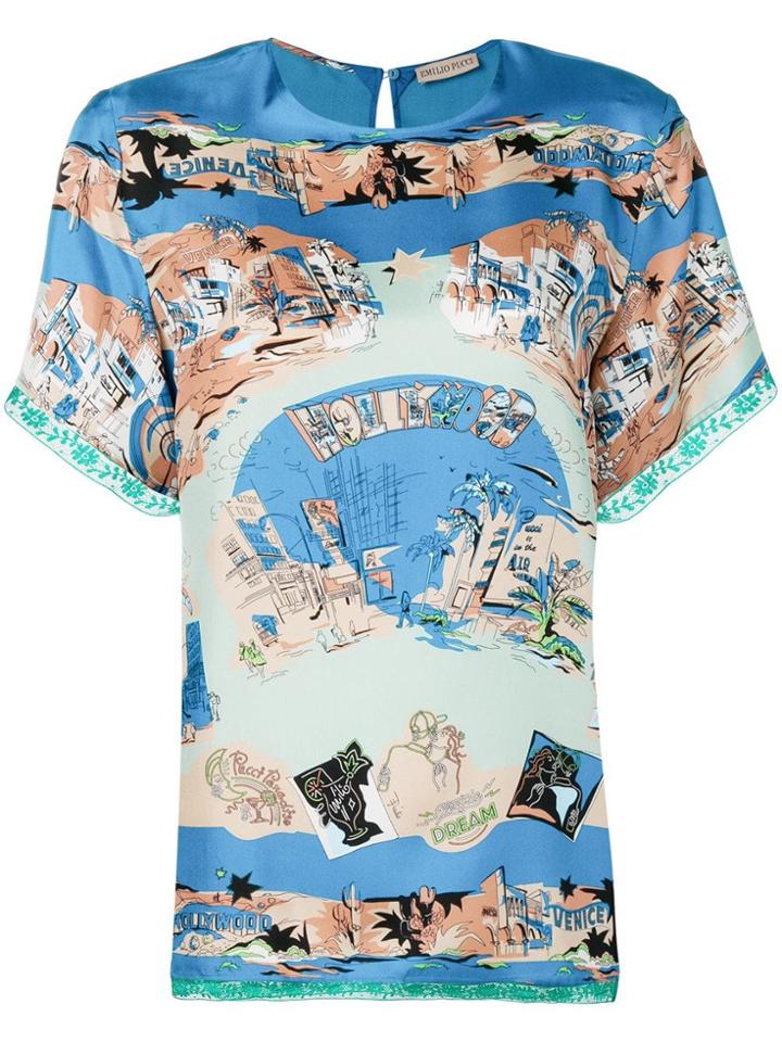 Emilio Pucci Graphic Print T-shirt - Blue