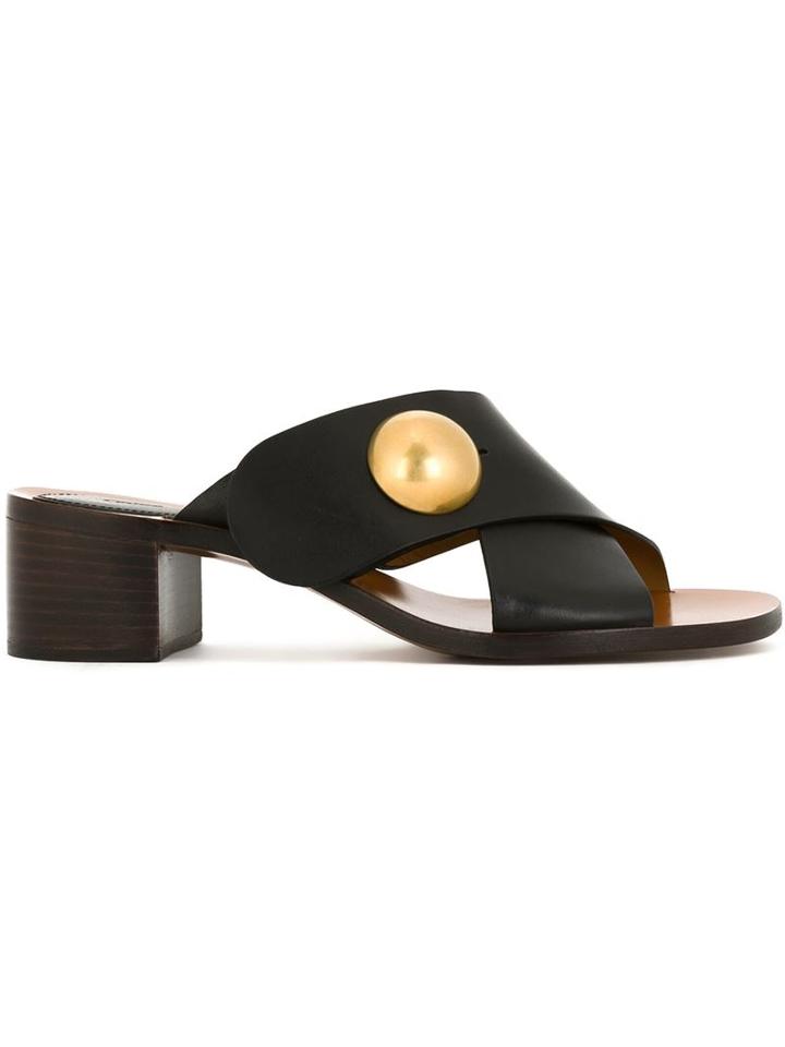 Chloé Pearl Detail Mules, Women's, Size: 36, Black, Calf Leather/leather