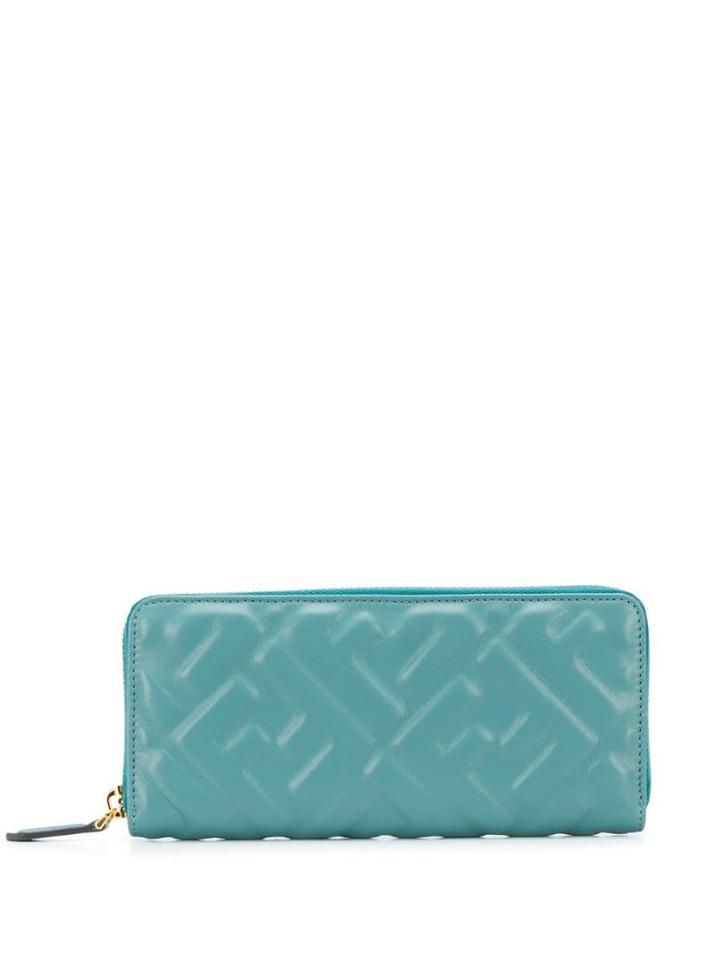 Fendi Embossed Wallet - Blue