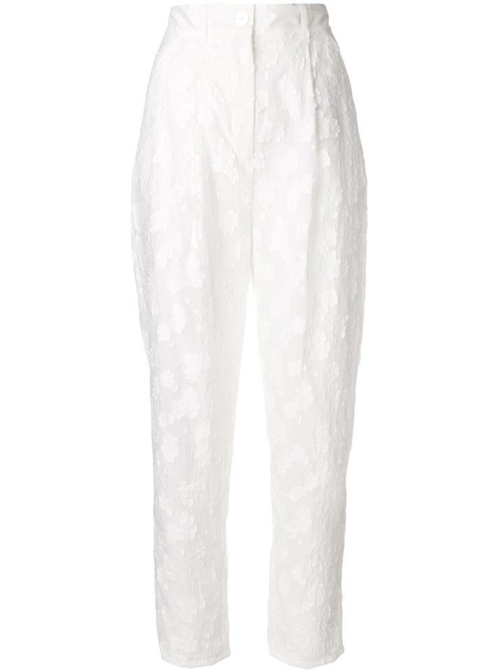 Emporio Armani Lace Appliqué Cropped Trousers - White
