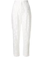Emporio Armani Lace Appliqué Cropped Trousers - White