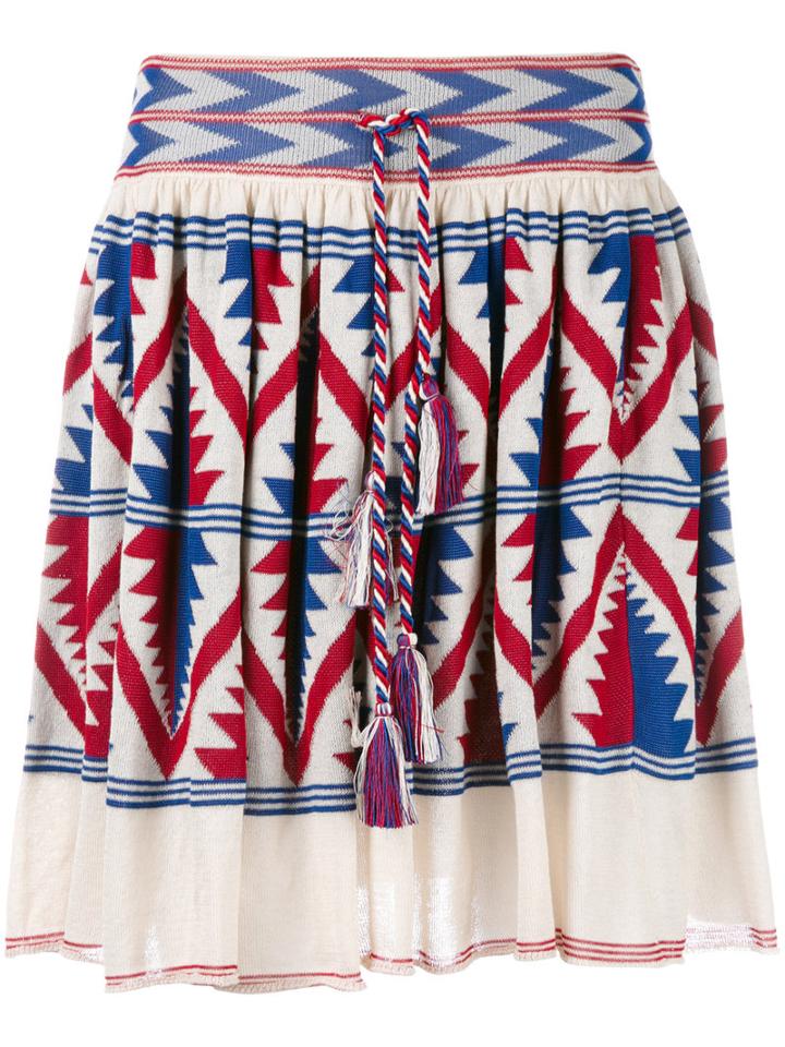 Laneus - Knitted Aztec Design Skirt - Women - Cotton/viscose - 42, Nude/neutrals, Cotton/viscose