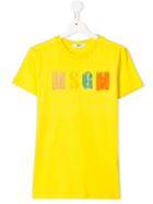 Msgm Kids Bead Embroidered T-shirt - Yellow