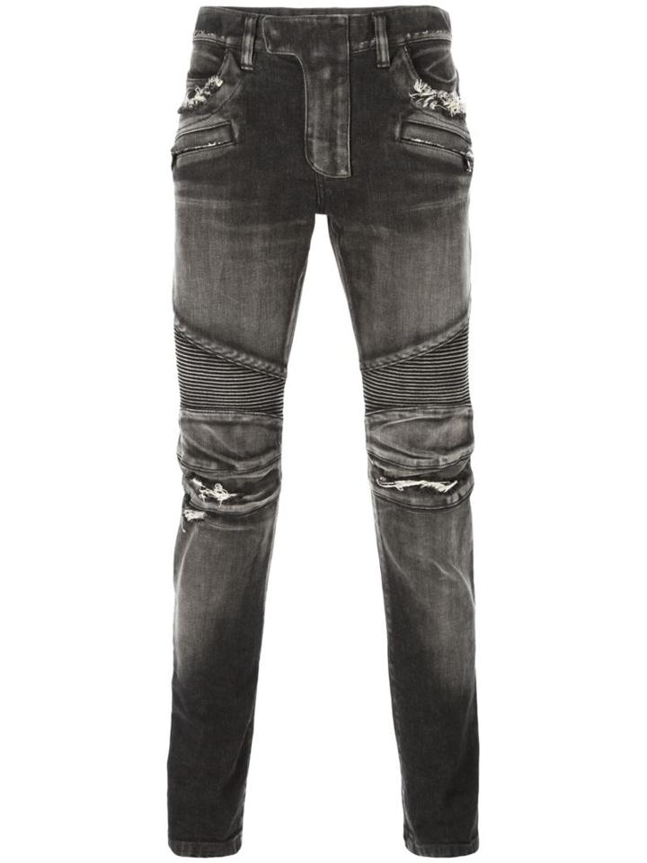 Balmain Biker Jeans, Men's, Size: 30, Black, Cotton/polyurethane