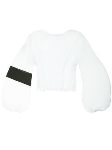 Jatual Striped Sleeve Pleated Top - Blue