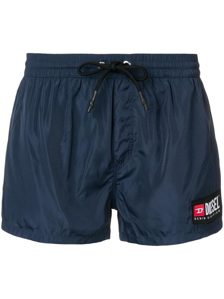 Diesel Side Logo Patch Swim Shorts - Blue