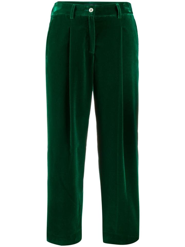 Jejia Cropped Corduroy Trousers - Green
