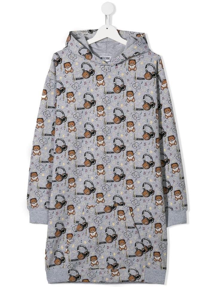 Moschino Kids Teen Logo Print Sweat Dress - Grey