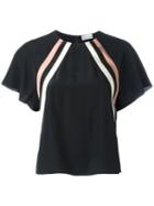 Red Valentino - Diagonal Stripe Blouse - Women - Silk/polyester - 40, Black, Silk/polyester