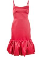 Prada Ruffle Hem Midi Dress - Red