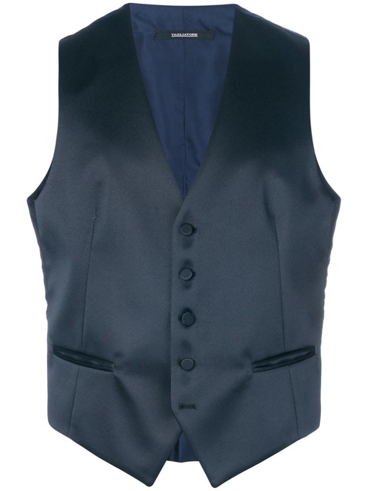 Tagliatore Satin Waistcoat - Blue
