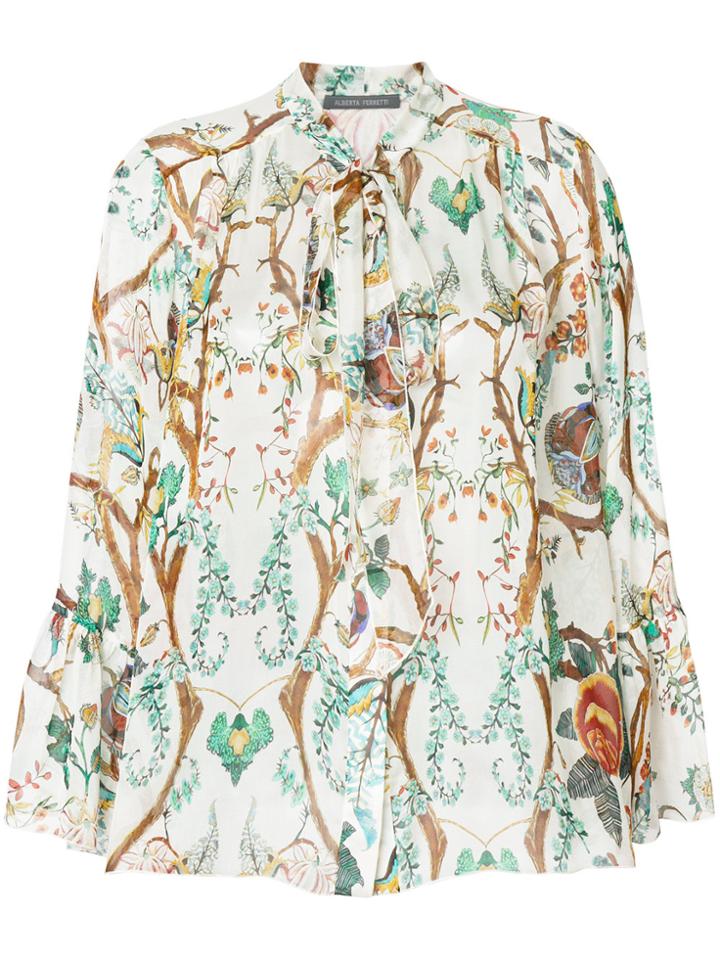 Alberta Ferretti Floral Print Blouse - Nude & Neutrals