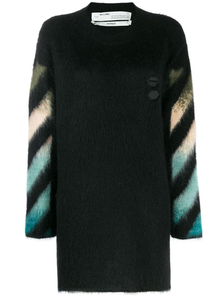 Off-white Intarsia Crew Neck Sweater - Black