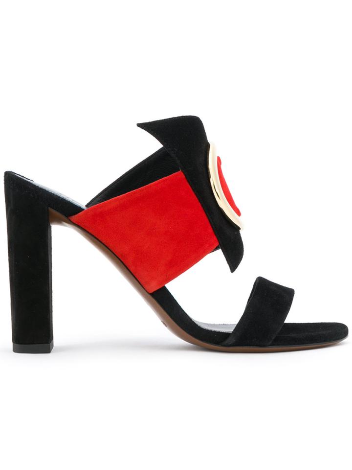 Neous Eyelet Front Strap Sandals - Black