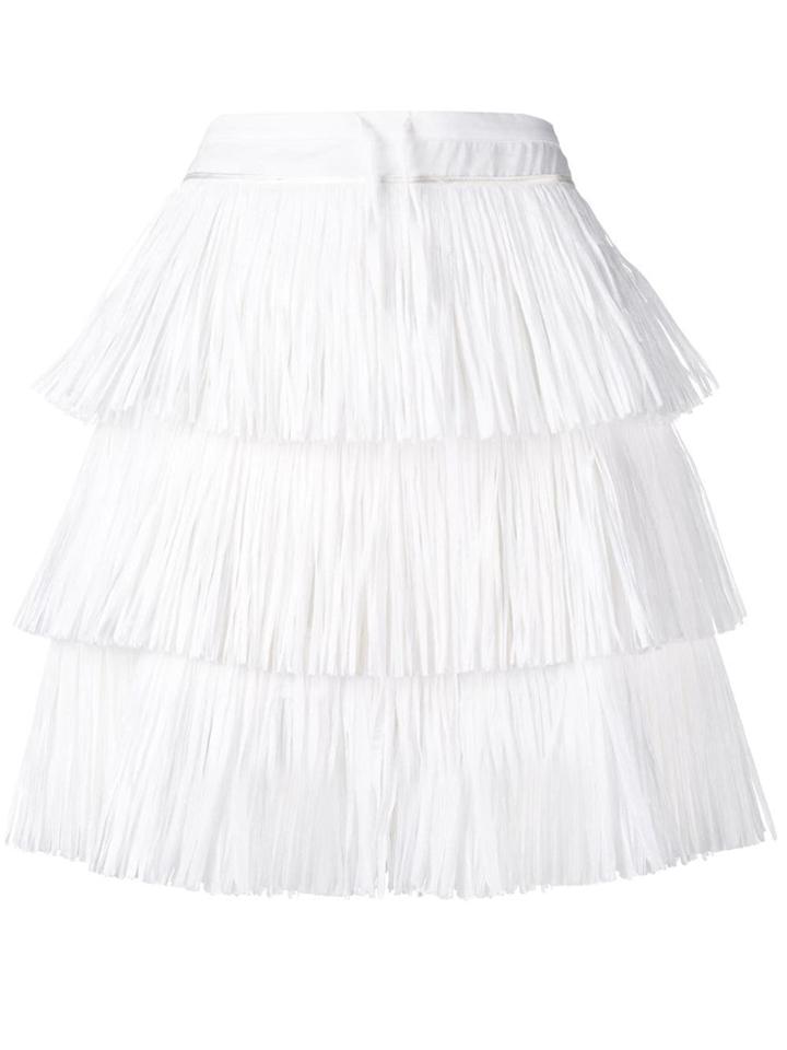 Sara Lanzi Fringe Structured Skirt - White