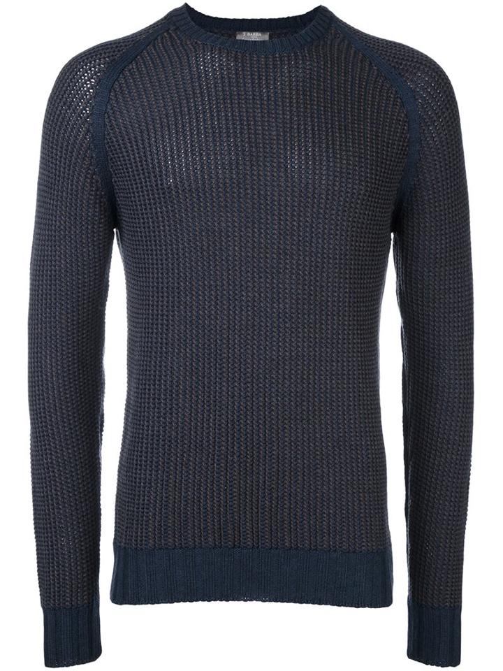 Barba Crew Neck Jumper, Men's, Size: 54, Blue, Virgin Wool