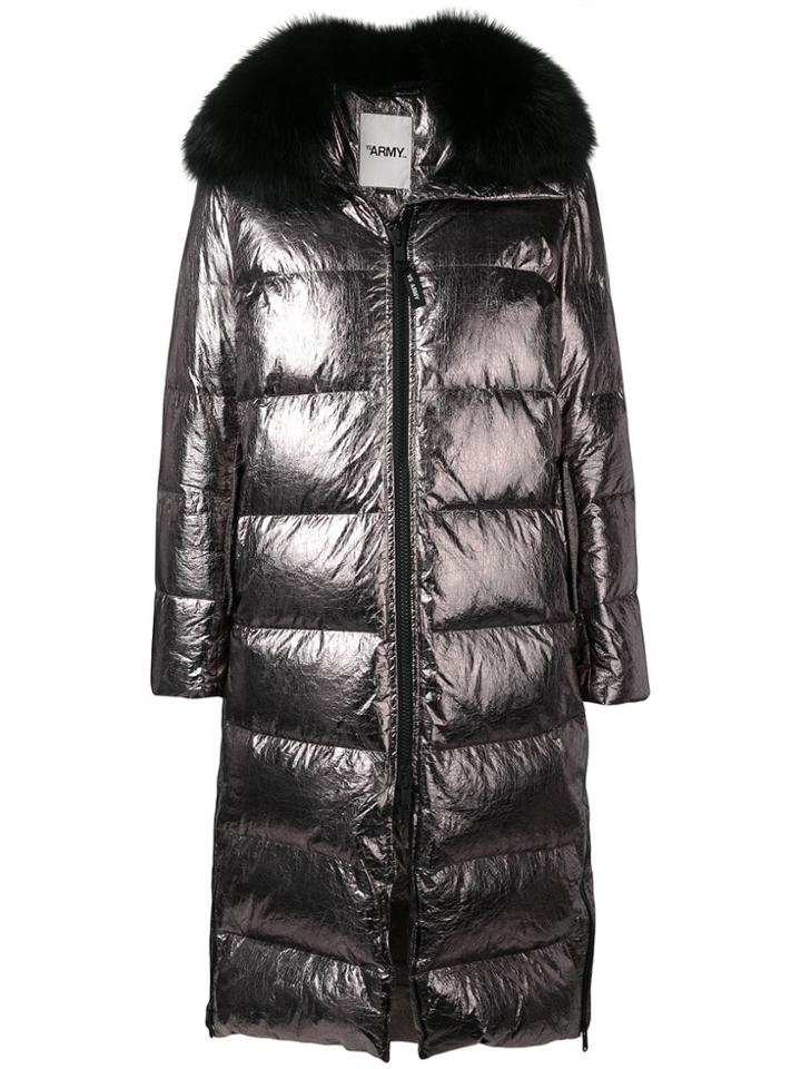 Yves Salomon Army Oversized Fur-trimmed Coat - Metallic