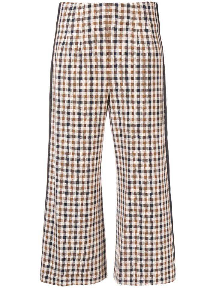 Veronica Beard Check Cropped Trousers - Nude & Neutrals