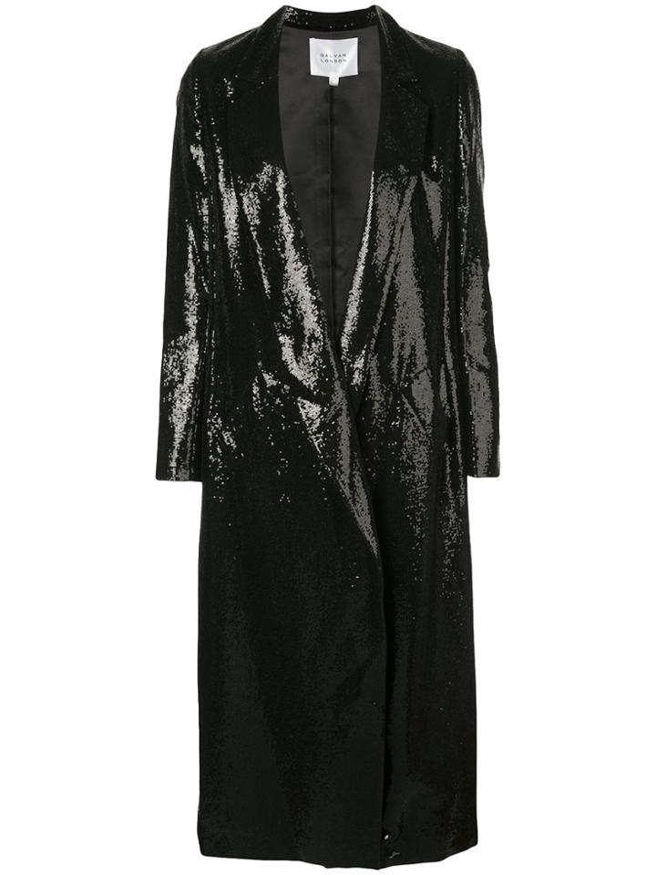 Galvan Sequin Embroidered Coat - Black