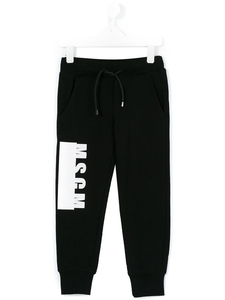 Msgm Kids - Printed Sweatpants - Kids - Cotton - 10 Yrs, Boy's, Black