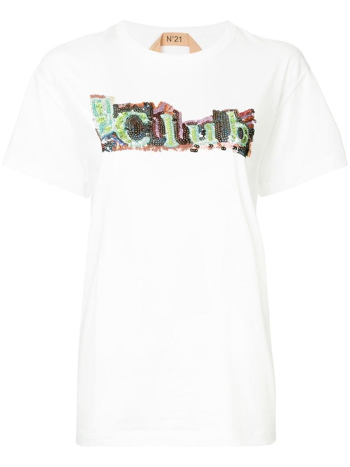 No21 Logo Embellished T-shirt - White