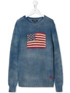Ralph Lauren Kids Teen Flag Knitted Jumper - Blue