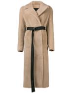 Blancha Belted Fur Coat - Nude & Neutrals