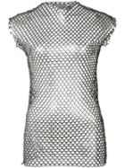 Les Animaux - Metallic (grey) Mesh Sleeveless Top - Women - Polyester/spandex/elastane - S, Polyester/spandex/elastane