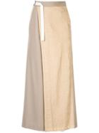 Y's Asymmetric Contrast Palazzo Pants - Neutrals