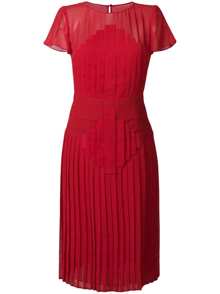 Capucci Pleated Midi Dress - Red