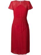 Capucci Pleated Midi Dress - Red