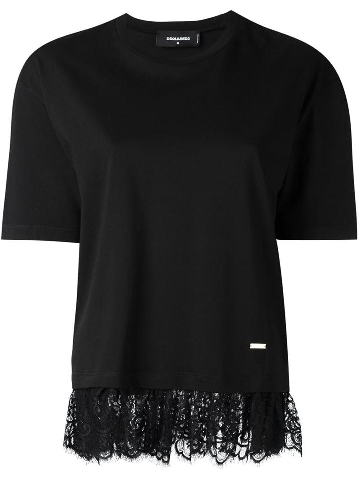 Dsquared2 Lace Effect Fringed T-shirt