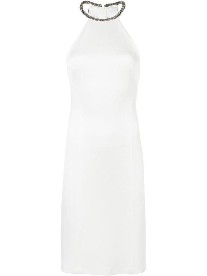 Galvan Embellished Halterneck Dress, Women's, Size: 40, White, Polyamide/spandex/elastane/viscose