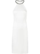 Galvan Embellished Halterneck Dress, Women's, Size: 40, White, Polyamide/spandex/elastane/viscose