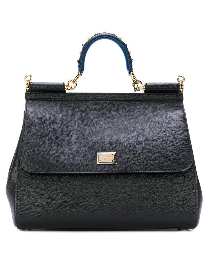 Dolce & Gabbana - Medium 'sicily' Tote - Women - Calf Leather/lamb Skin - One Size, Black, Calf Leather/lamb Skin