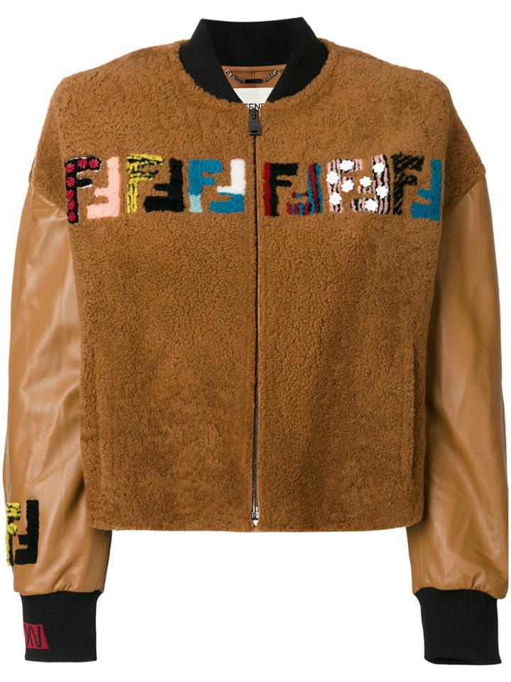 Fendi Embroidered Bomber Jacket - Brown