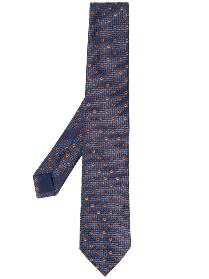 Salvatore Ferragamo Silk Gancini Geometric Pattern Tie - Blue