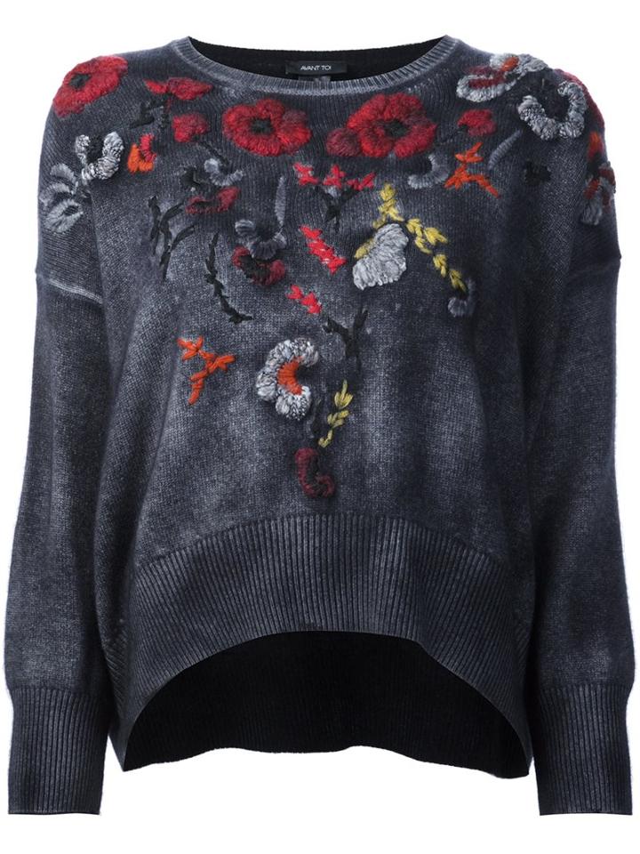 Avant Toi Floral Jumper, Women's, Size: Small, Grey, Cashmere/merino