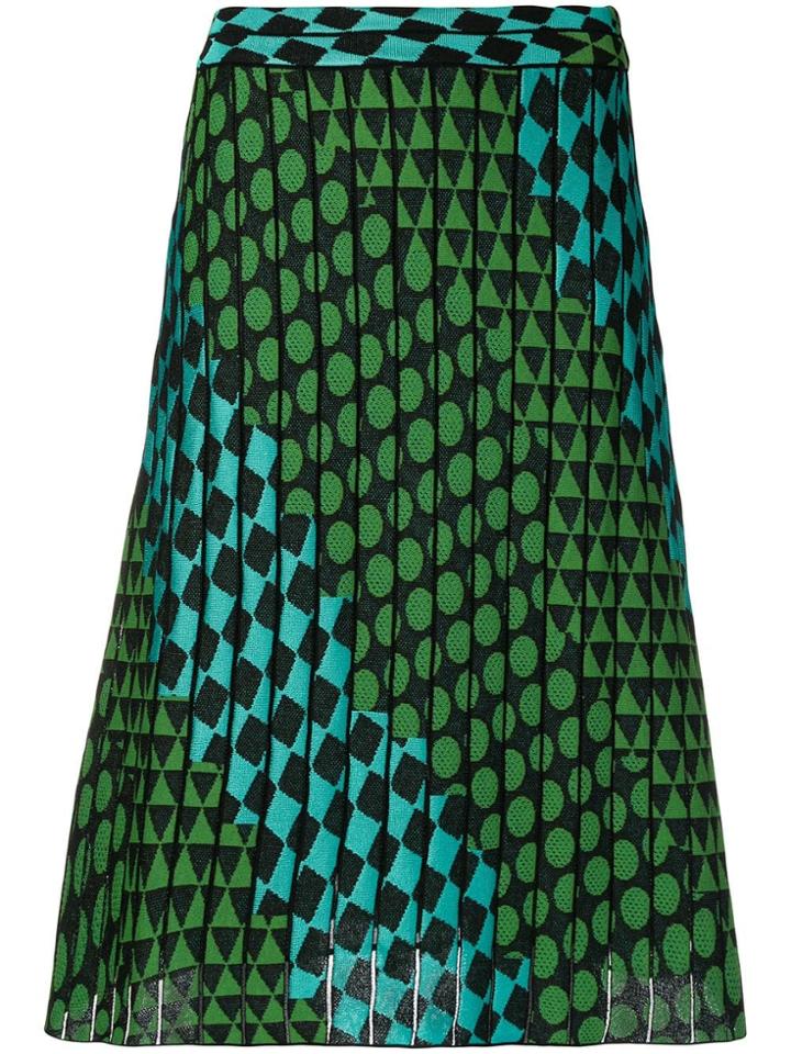 M Missoni Graphic Knit A-line Skirt - Green
