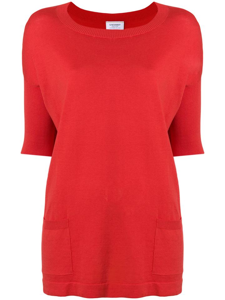 Snobby Sheep Short-sleeve Fitted Sweater - Red
