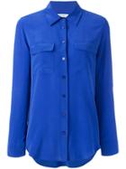Equipment Buttoned Blouse, Women's, Size: Large, Blue, Silk