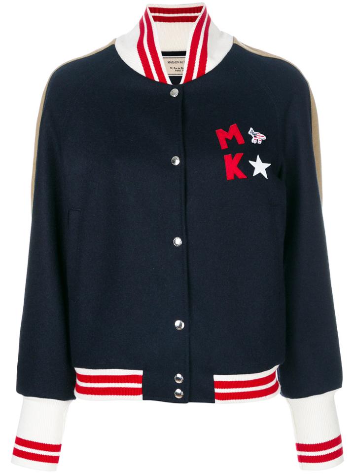 Maison Kitsuné Logo Patch Bomber Jacket - Blue